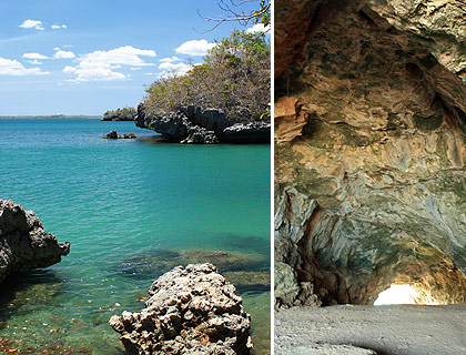 Cuenco Cave also showing view of beach at one end of the cave, Hundred Islands National Park