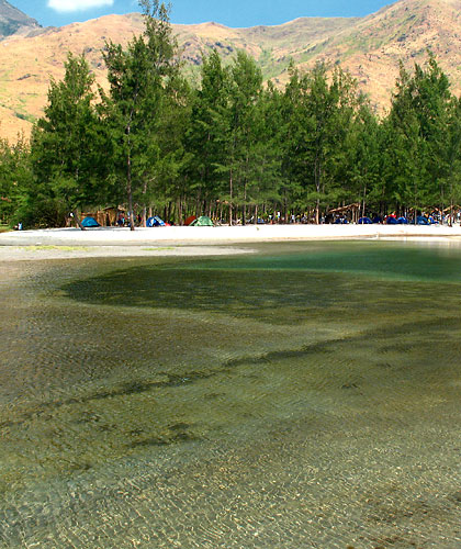 mouth of the creek with evergreen trees in the background, Nagsasa Cove